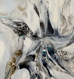 “ Invitation “ 32x30 Art fluide et résine sur plexiglass VENDU