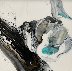 “ Légende” 24x24 Art fluide et résine sur plexiglass VENDU
